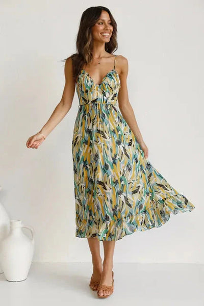 Midikleid | Ärmellos | V-Ausschnitt | Sommerkleid | Sonnenkleid