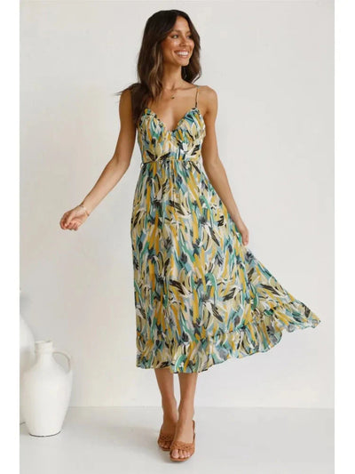 Midikleid | Ärmellos | V-Ausschnitt | Sommerkleid | Sonnenkleid
