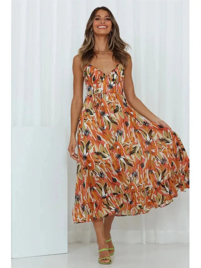 Midikleid | Ärmellos | V-Ausschnitt | Sommerkleid | Sonnenkleid