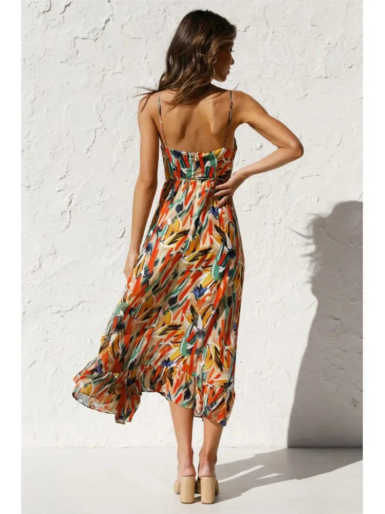 Midikleid | Ärmellos | V-Ausschnitt | Sommerkleid | Sonnenkleid