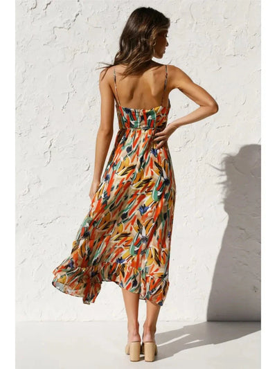 Midikleid | Ärmellos | V-Ausschnitt | Sommerkleid | Sonnenkleid