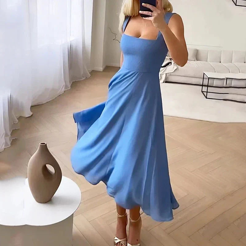 Shirlei - elegante einfarbige ärmellose Kleider für Frauen