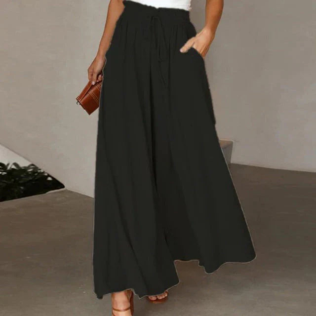 Sallie - bequeme Hose mit weitem Bein und elastischem Bund für einen lässigen und eleganten Look