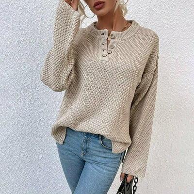 Serafina - bequemer Strickpullover mit Knopfverschluss und lockerer Passform