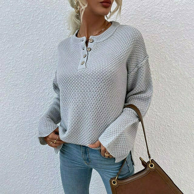 Serafina - bequemer Strickpullover mit Knopfverschluss und lockerer Passform