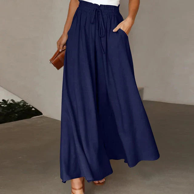 Sallie - bequeme Hose mit weitem Bein und elastischem Bund für einen lässigen und eleganten Look