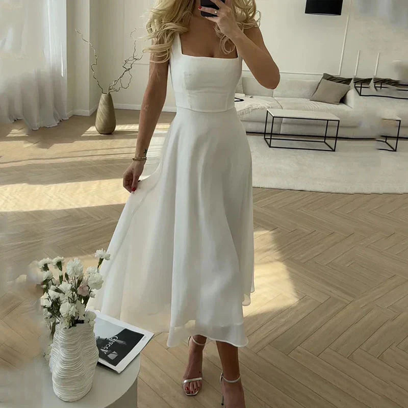 Shirlei - elegante einfarbige ärmellose Kleider für Frauen