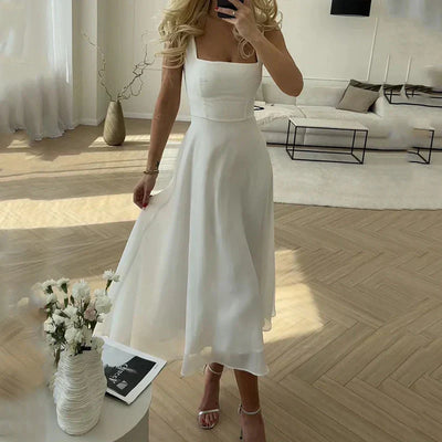 Shirlei - elegante einfarbige ärmellose Kleider für Frauen