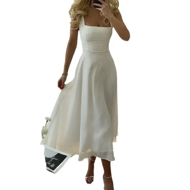 Shirlei - elegante einfarbige ärmellose Kleider für Frauen