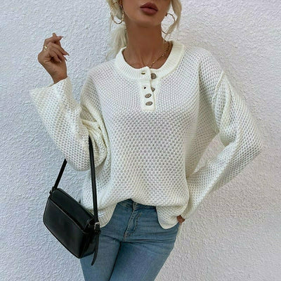 Serafina - bequemer Strickpullover mit Knopfverschluss und lockerer Passform