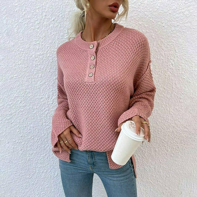 Serafina - bequemer Strickpullover mit Knopfverschluss und lockerer Passform
