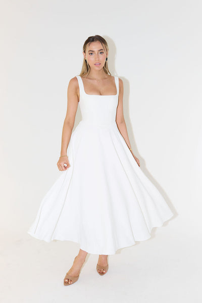 Yade Hochtailliertes Midi-Kleid Mit Quadrat-Ausschnitt Für Jeden Anlass
