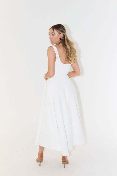 Yade Hochtailliertes Midi-Kleid Mit Quadrat-Ausschnitt Für Jeden Anlass