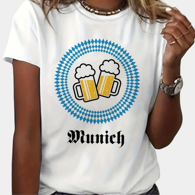 Oktoberfest-T-Shirt – Damen-Kurzarmshirt mit Rundhalsausschnitt Oktoberfest-Shirts