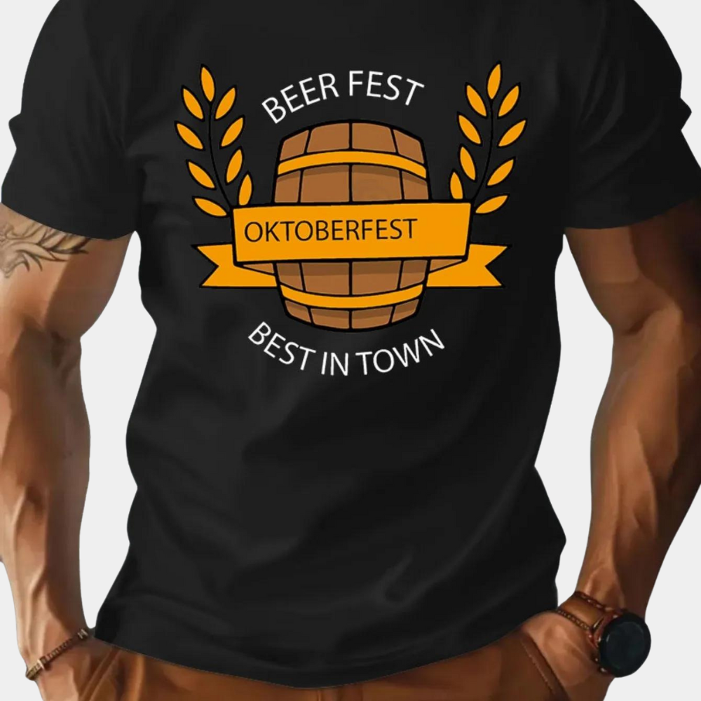 Oktoberfest-T-Shirt | Kurzarm | Rundhalsausschnitt | Bedrucktes T-Shirt | Herren-T-Shirt