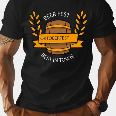 Oktoberfest-T-Shirt | Kurzarm | Rundhalsausschnitt | Bedrucktes T-Shirt | Herren-T-Shirt