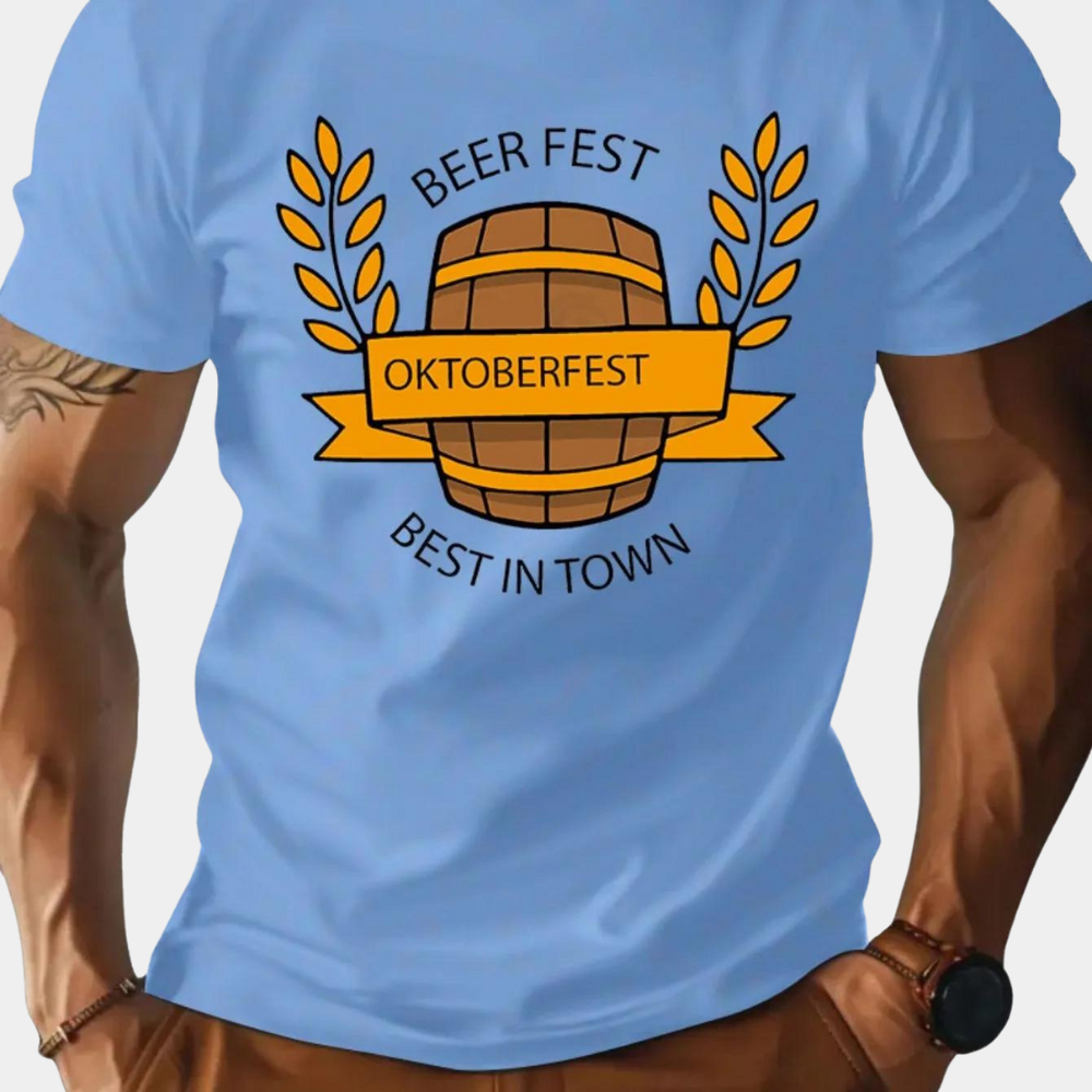 Oktoberfest-T-Shirt | Kurzarm | Rundhalsausschnitt | Bedrucktes T-Shirt | Herren-T-Shirt