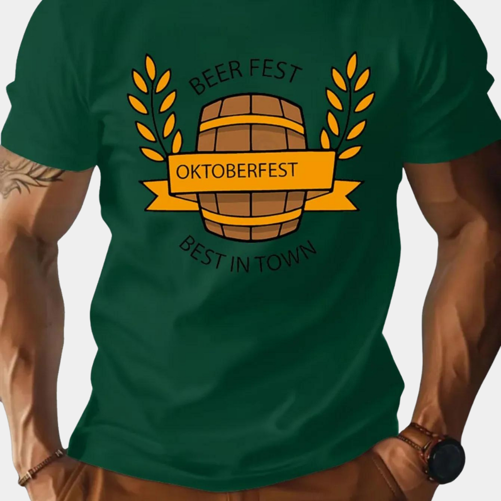 Oktoberfest-T-Shirt | Kurzarm | Rundhalsausschnitt | Bedrucktes T-Shirt | Herren-T-Shirt