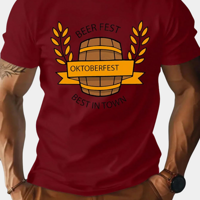 Oktoberfest-T-Shirt | Kurzarm | Rundhalsausschnitt | Bedrucktes T-Shirt | Herren-T-Shirt