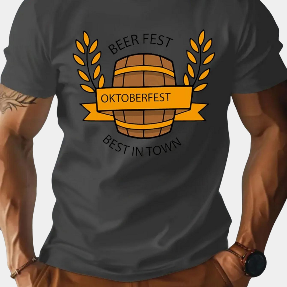 Oktoberfest-T-Shirt | Kurzarm | Rundhalsausschnitt | Bedrucktes T-Shirt | Herren-T-Shirt