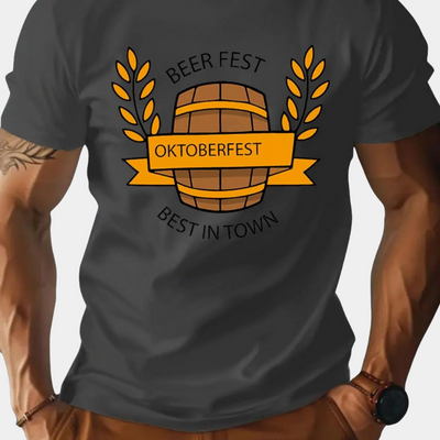 Oktoberfest-T-Shirt | Kurzarm | Rundhalsausschnitt | Bedrucktes T-Shirt | Herren-T-Shirt