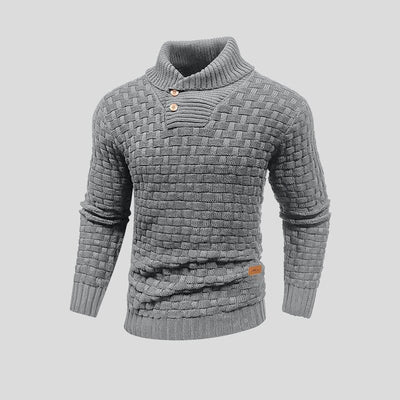 Samuel - warmer Strickpullover mit Karomuster und hohem Kragen