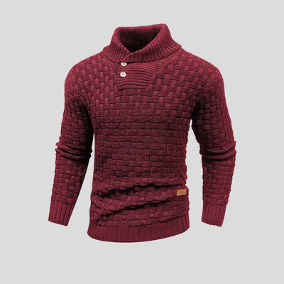 Samuel - warmer Strickpullover mit Karomuster und hohem Kragen