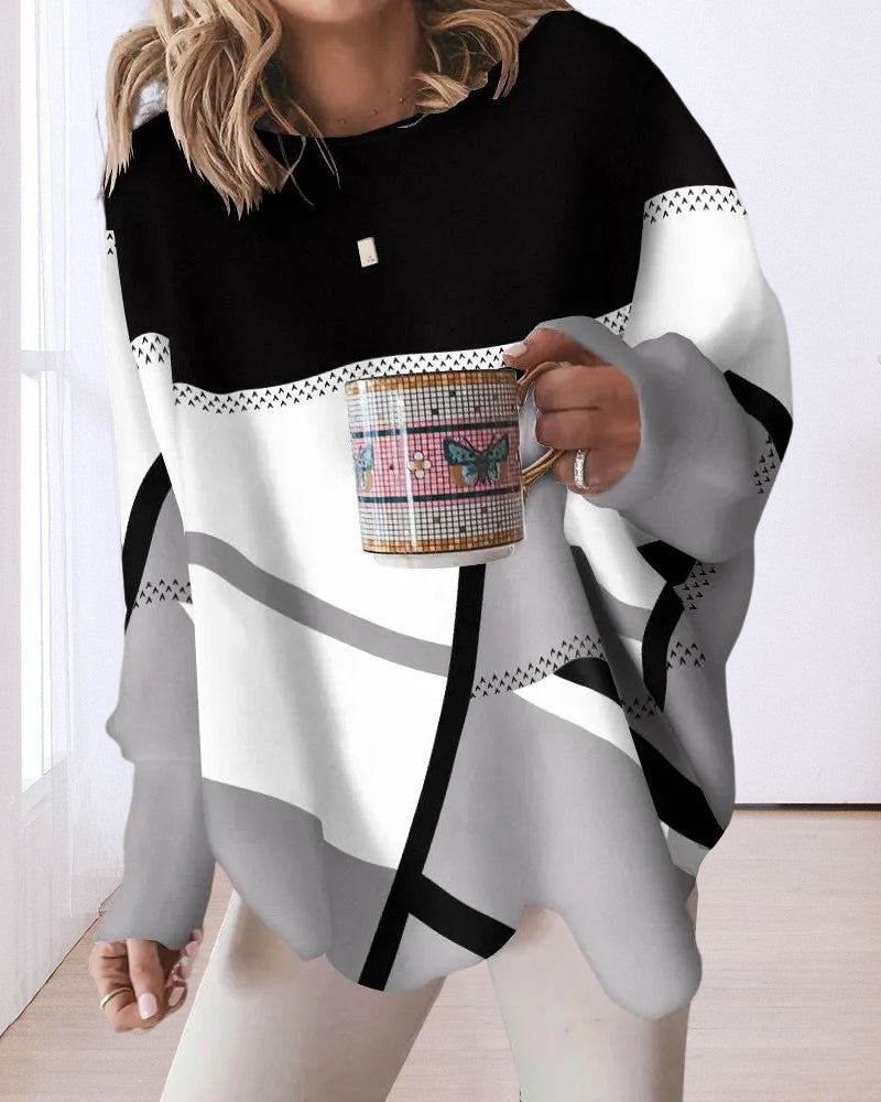 Oversize-Bluse | Lockere Passform | Rundhalsausschnitt | Langarm-Oberteil | Damenpullover