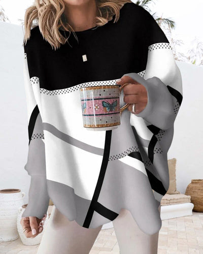 Oversize-Bluse | Lockere Passform | Rundhalsausschnitt | Langarm-Oberteil | Damenpullover