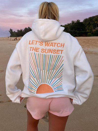 Oversize-Kapuzenpullover | Sonnenuntergang | Bequem | Pullover mit Kapuze | Damen-Kapuzenpullover