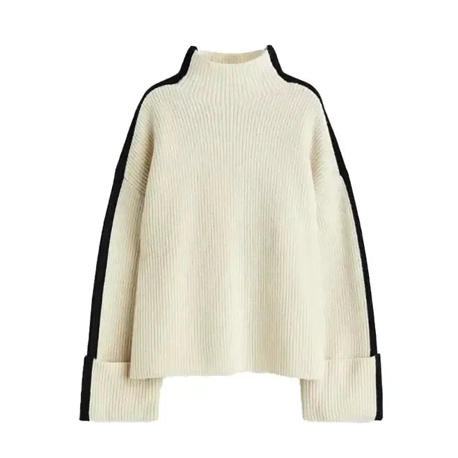 Oversize-Pullover – lockere Passform – Rollkragen – Strickpullover – Damenbekleidung