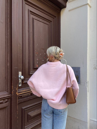Oversized Pullover - Damen Warmes Pink Strickpullover