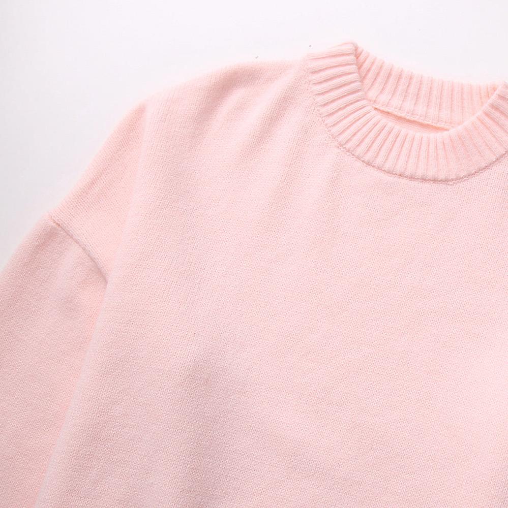 Oversized Pullover - Damen Warmes Pink Strickpullover