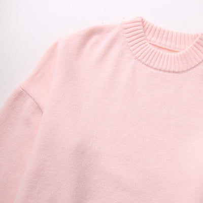 Oversized Pullover - Damen Warmes Pink Strickpullover