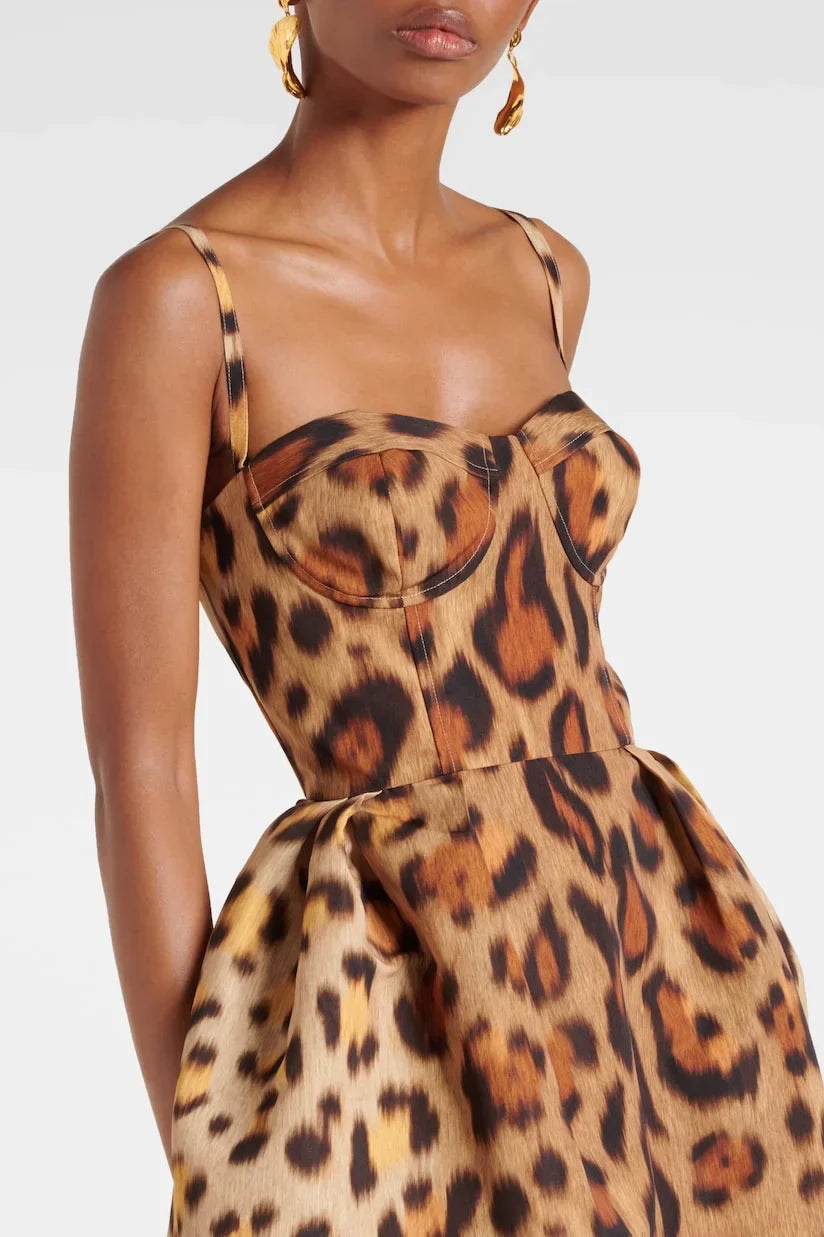 Bustier-Midikleid mit Tiermotiven