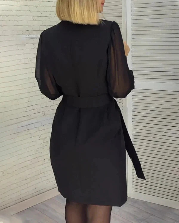 Partykleid | V-Ausschnitt | Langarm | Wickelkleid | Glitzerkleid