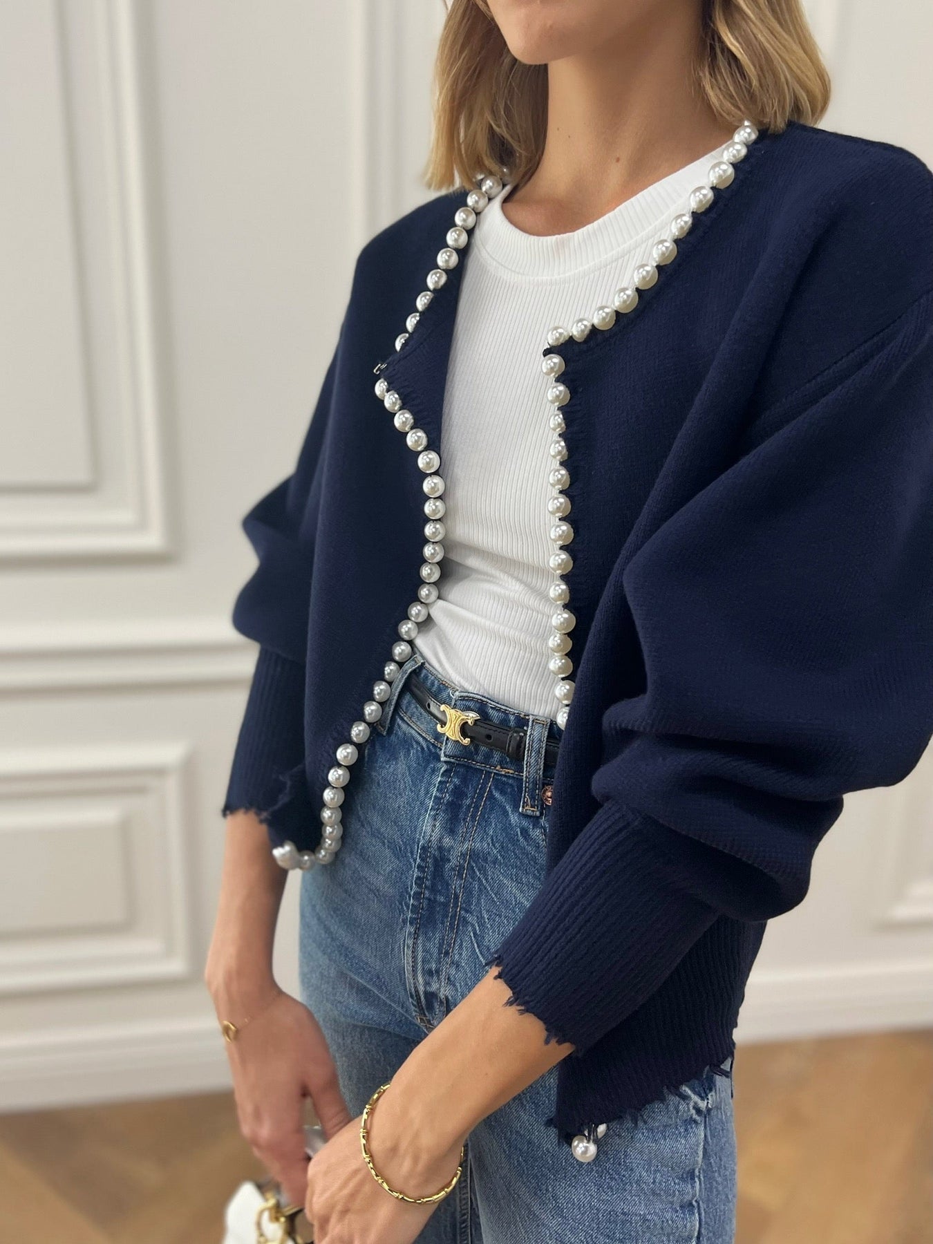 Perlstrickjacke | Schick | Lockere Passform | Strickjacke | Damenjacke