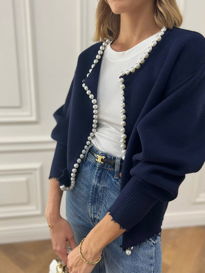 Perlstrickjacke | Schick | Lockere Passform | Strickjacke | Damenjacke