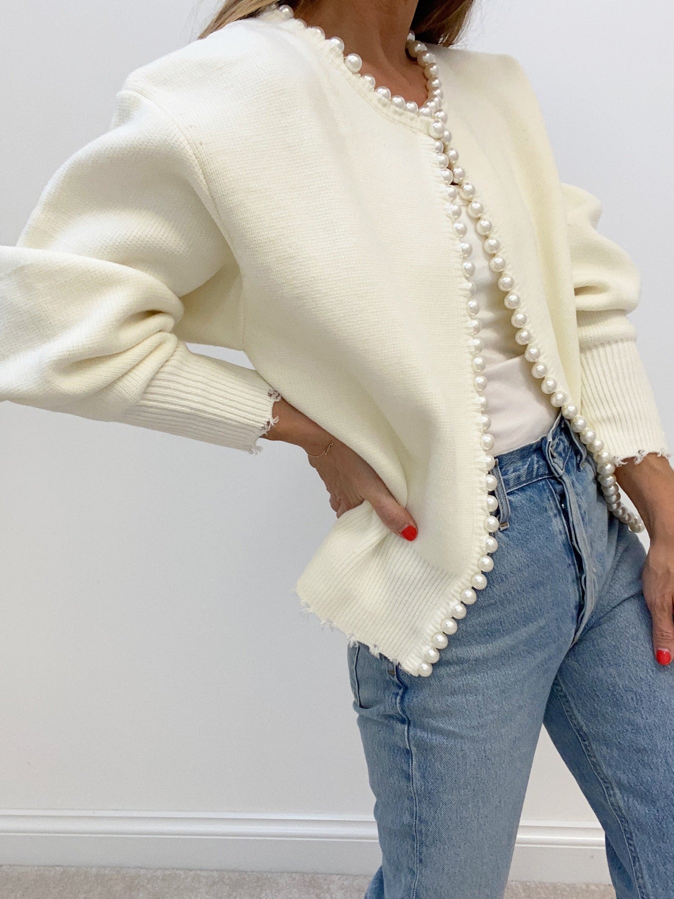 Perlstrickjacke | Schick | Lockere Passform | Strickjacke | Damenjacke