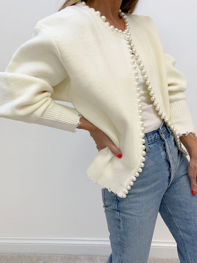 Perlstrickjacke | Schick | Lockere Passform | Strickjacke | Damenjacke