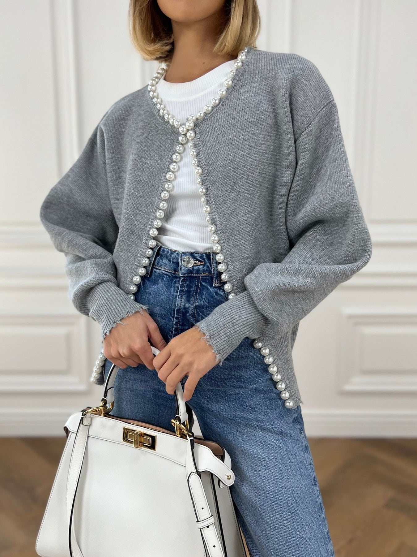 Perlstrickjacke | Schick | Lockere Passform | Strickjacke | Damenjacke
