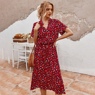 Bedrucktes V-Ausschnitt Kleid – Marielle