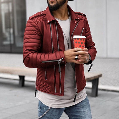 Ralph - Premium gesteppte Leder-Bikerjacke mit Multi-Zipper