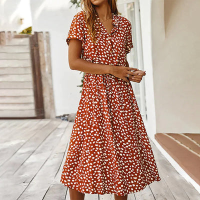 Bedrucktes V-Ausschnitt Kleid – Marielle