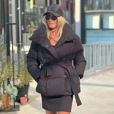 Puffer Jacke | Warm | Gürtel | Winterjacke | Daunenmantel für Damen