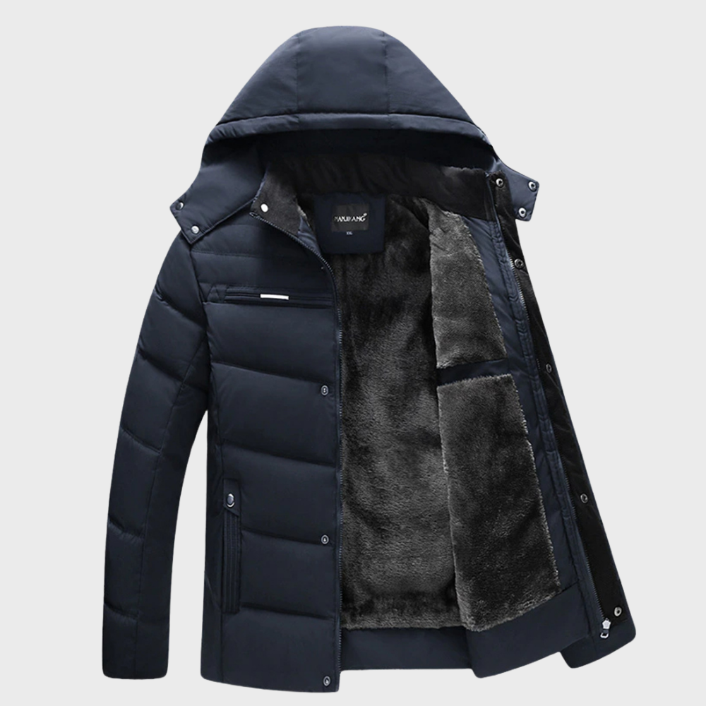 Puffer Jacke mit Kapuze und Fleecefutter für Herren für den Winter