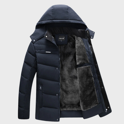 Puffer Jacke mit Kapuze und Fleecefutter für Herren für den Winter