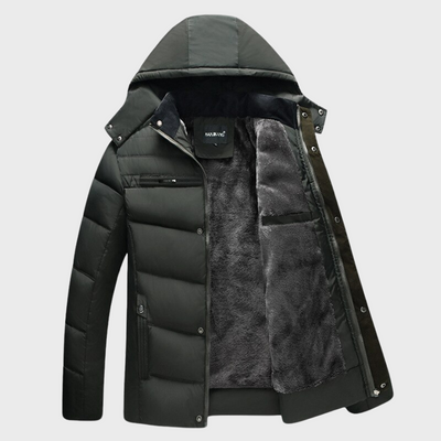Puffer Jacke mit Kapuze und Fleecefutter für Herren für den Winter