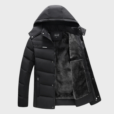 Puffer Jacke mit Kapuze und Fleecefutter für Herren für den Winter