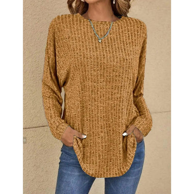 Pullover – Damen-Langarmshirt mit Rundhalsausschnitt und lockerer Passform